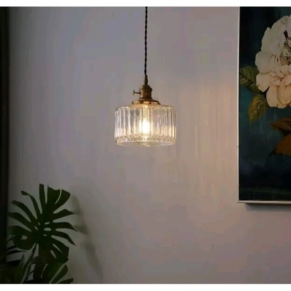 Hanging Glass Pendant Light Brass Lighting Dining Lamps Chandelier Green Clear